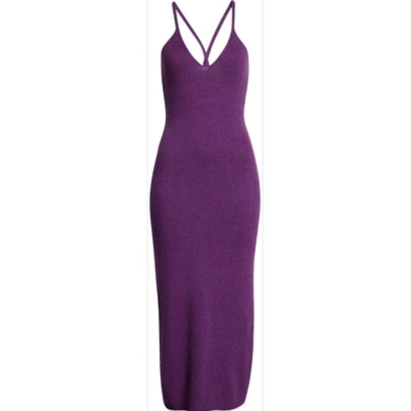 KHAITE Cashmere Knit Dress Purple Georgia Midi Maxi Slip Halter 2-Way M - Picture 5 of 12